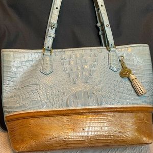 Blue and tan BRAHMIN Tote